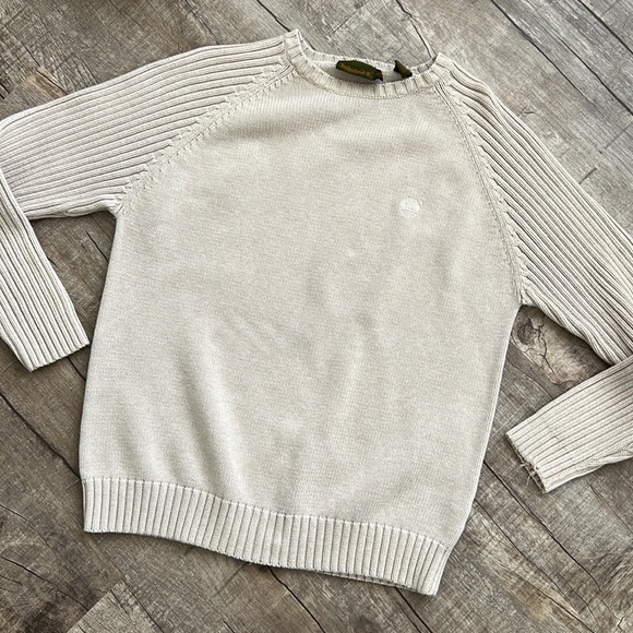 Timberland 100% cotton woven scoop neck sweater size medium - Picture 2 of 6